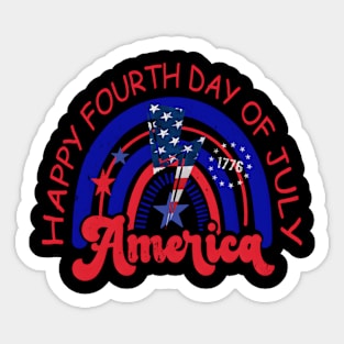 America Rainbow Red White Blue Patriotic Fourth Of July Star Sticker